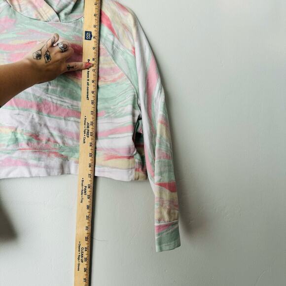 ADIDAS WOMEN'S CROPPED TREFOIL HOODIE SHERBERT RAINBOW  ~SIZE SMALL - Picture 7 of 10